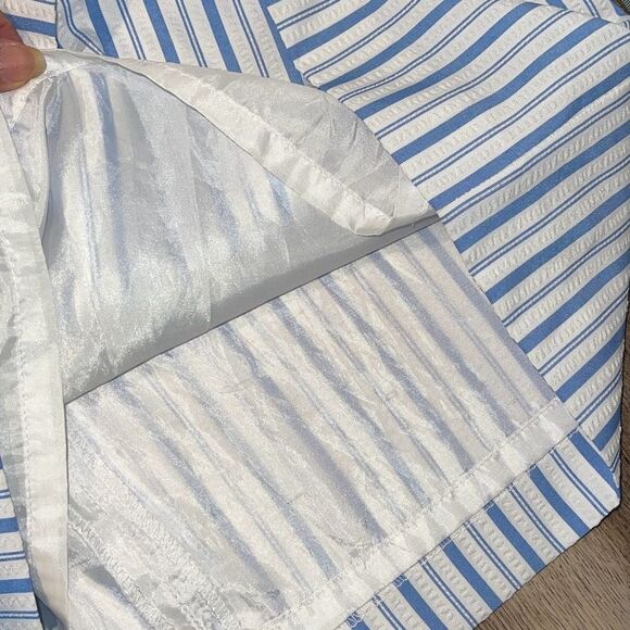 London‎ Times Women's Sleeveless Laced Stripe Eyelet Dress White Blue Size 12 - Picture 9 of 10